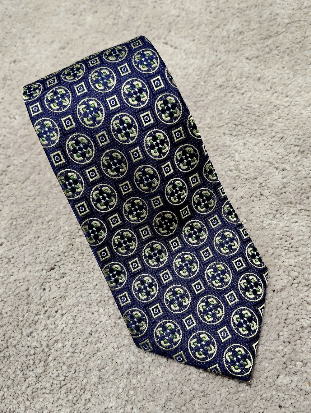 Men's tie‎ Bresciani Gold/Blue/ Green 100% Silk Made In Italy